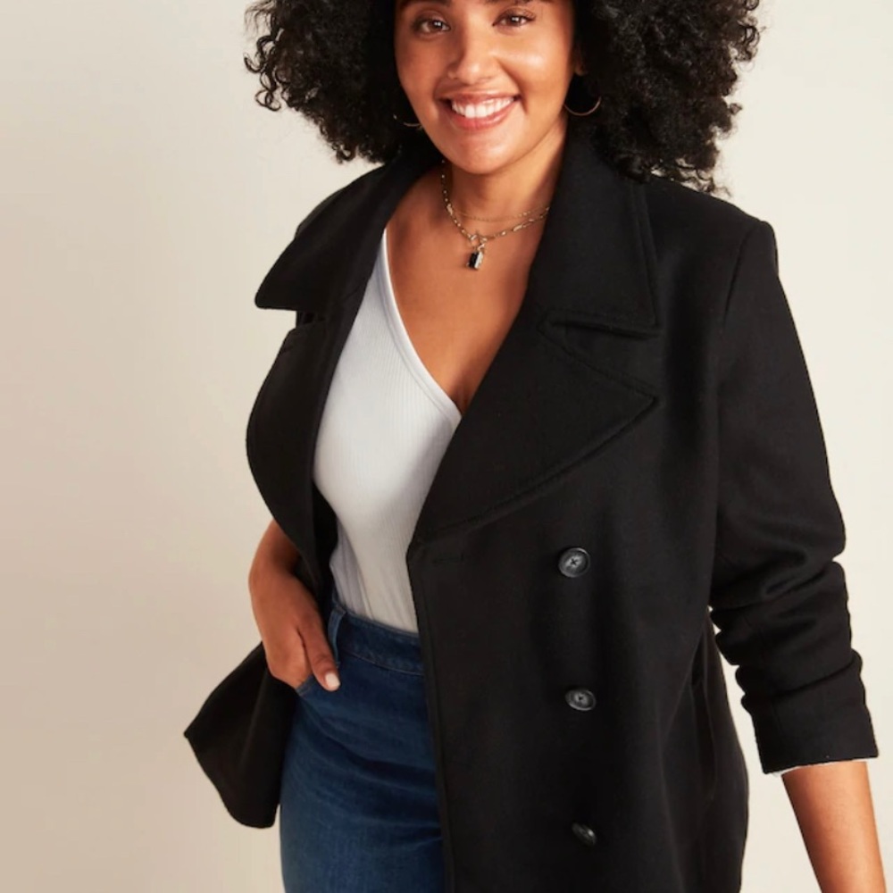 Soft Brushed Pea Coat - Picture 1 of 7